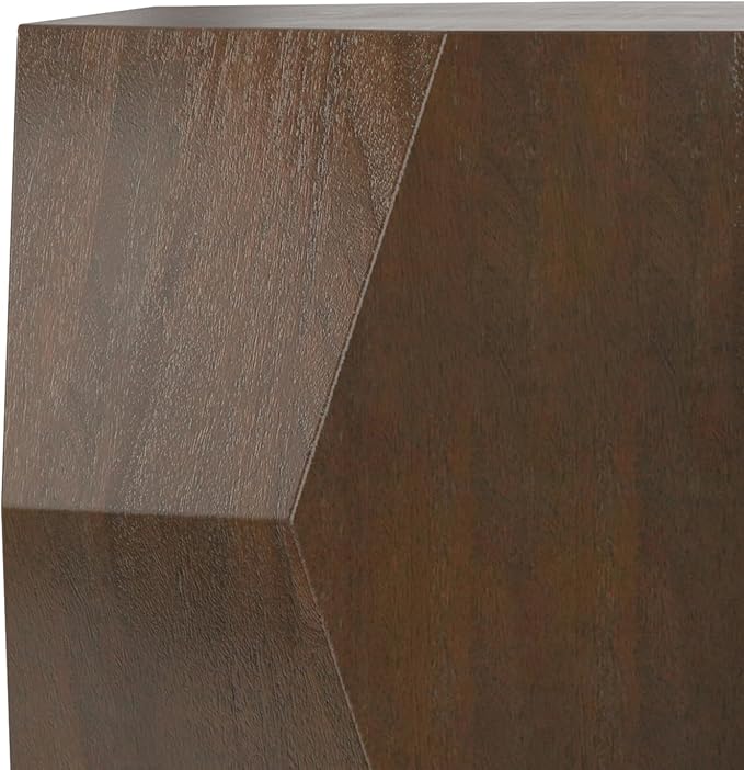 SIMPLIHOME Eisley Geometric Coffee Table - 39 inch Wide Solid Acacia Wood Veneer Sculptural Table in Walnut, Contemporary Living Room Centerpiece with Faceted Low-Profile Design, Assembled