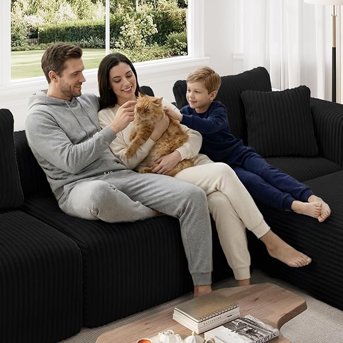 Novilla 106" Modular Sectional Sofa, Modern Cloud Sectional Couch with Smarts Coil® Support, U-Shape Boneless Couch for Living Room Apartments Bedroom, No Assembly Required (3 Seat w/ 2 Ottoman)