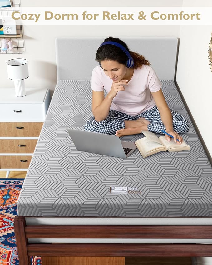 BedStory Firm Mattress Topper Twin Size - 3 Inch Memory Foam Mattress Topper for Back Pain - High Density Foam and Removable Breathable Cover, CertiPUR-US Certified