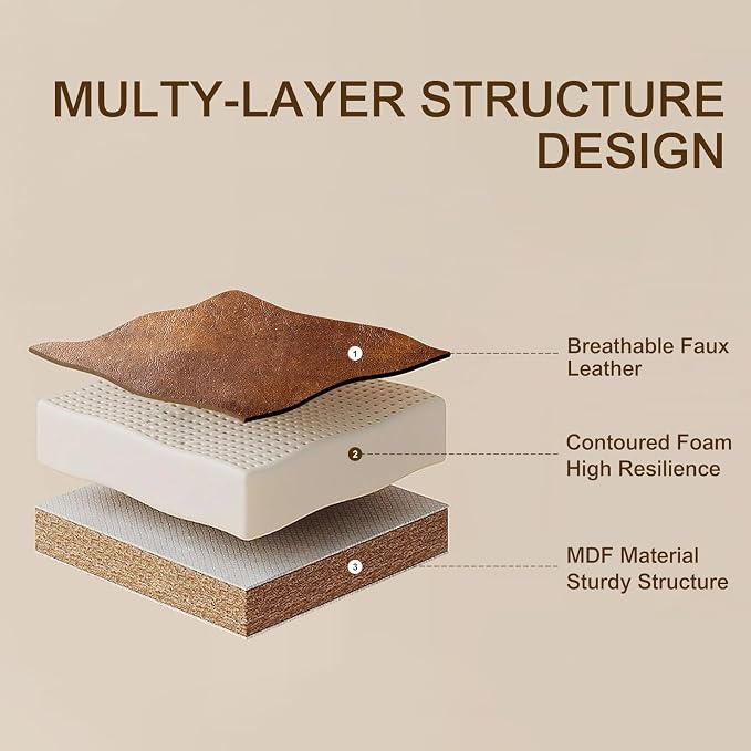 Furnimart Faux Leather Bench Ottoman, Tufted Button Bedroom Benches Footrest Stool in Solid Wood Legs, Long and Dining Bench, Indoor Bench for Entryway Living Room Bedroom (Leather-DustYellow) - Image 7