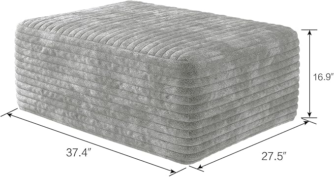 135" U Shaped Sectional Couch with Ottoman, Large Sectional Couches for Living Room, Plush Corduroy Convertible Sleeper Sofa, Compressed Foam Sofa in a Box No Assembly, Left Facing Chaise, Grey
