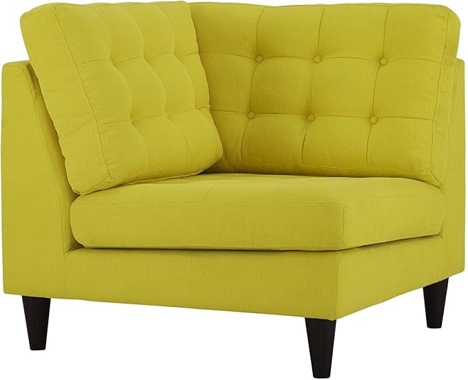 Modway Empress Mid-Century Modern Upholstered Fabric Corner Sofa In Sunny