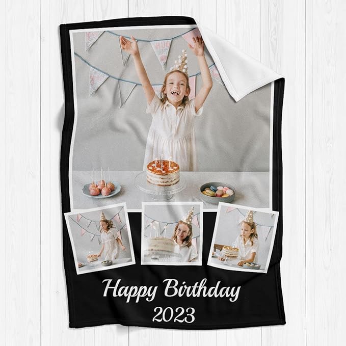 Printwoo Personalized Photo Blanket Using My Own Photos, Custom Blankets with Photos, Customized Blankets with Pictures, Personalized Birthday Gifts for Women Men Baby Child