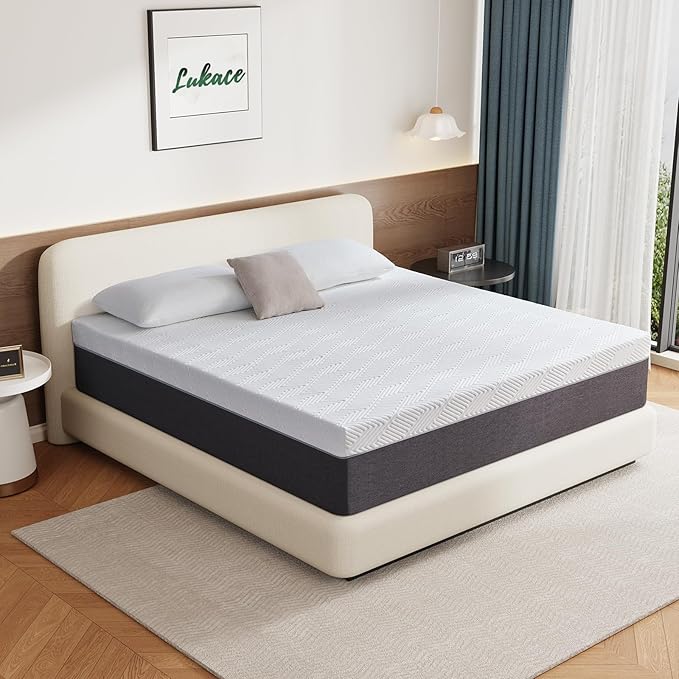 Lukace 14 Inch King Size Mattress No Fiberglass Gel Memory Foam Mattress for Back Pain, Relieve Pressure with Medium Firm Support & Motion Isolation, Certified Safe Materials, 80" L x 76" W
