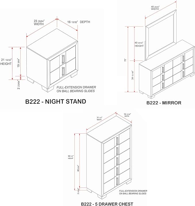 Kings Brand Furniture Dawson Modern 6-Piece Queen Size Farmhouse Style Bedroom Set in Light Brown Finish - Bed with LED Lights, Dresser, Mirror, Chest & 2 Nightstands