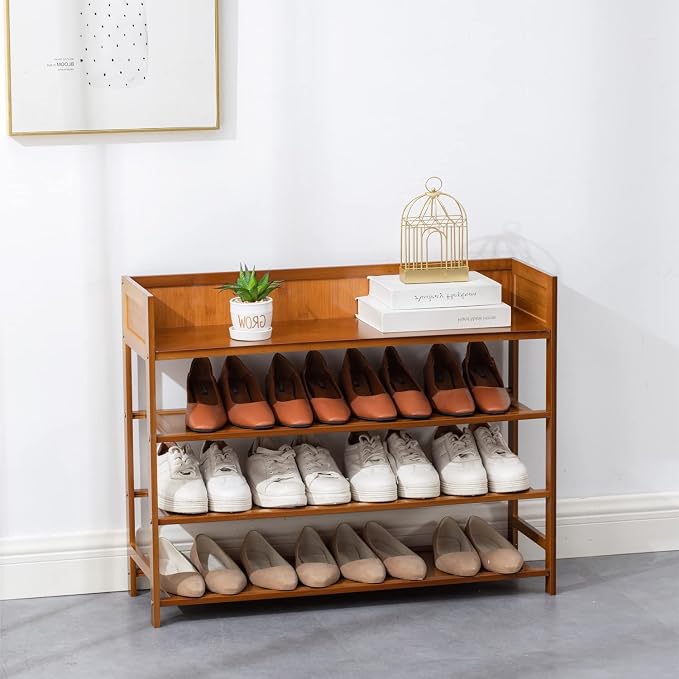 latifolia Bamboo Shoe Rack, 4-Tier Shoe Rack Organizer for Entryway, Living Room(Brown, 31.4''L) - Image 2
