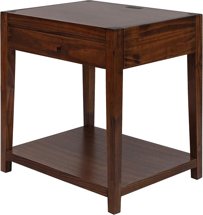 Casual Home Notre Dame Nightstand with USB Ports-Warm Brown 18.75 in x 24 in x 26 in (D x W x H) by CasualHome
