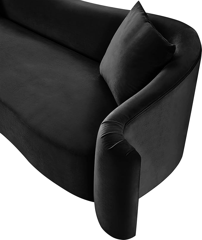 Meridian Furniture 44052Black-S Destin Collection Modern | Contemporary Sofa with Ultra Luxe Black 460 GSM Velvet, Rich Curves, 91" W x 34.5" D x 31" H, Black