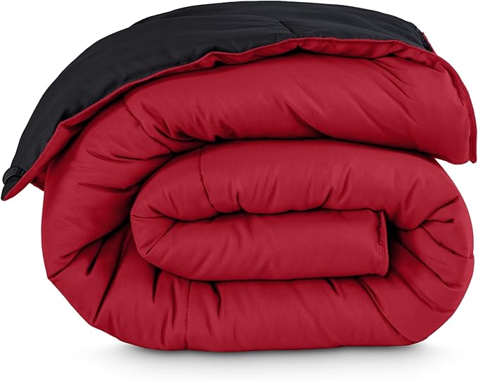 Bare Home Full Comforter - Reversible Colors - Goose Down Alternative - Ultra-Soft - Premium 1800 Series - All Season Warmth - Bedding Comforter (Full, Black/Red)