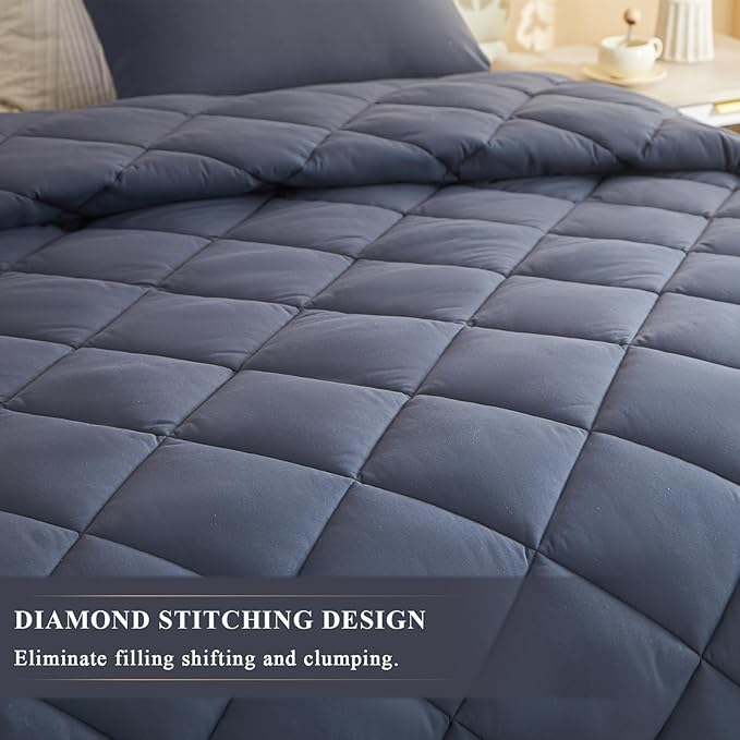 132x120 Alaskan King Comforter, Extra Large King Size Comforter Oversized, All Season Soft Lightweight Quilt Down Alternative Duvet Insert with 8 Corner Tabs(120x132, Grey)