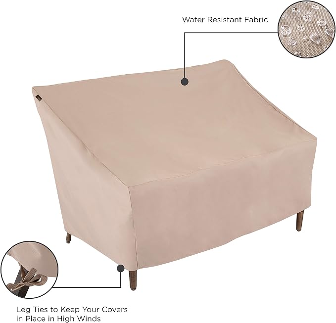 Modern Leisure Chalet Patio Loveseat Cover - Weather-Resistant Fabric - Outdoor Furniture Protection Perfect for Patio, Deck, and Porch - 57.5" L x 38" W x 38" H - Beige - Image 3