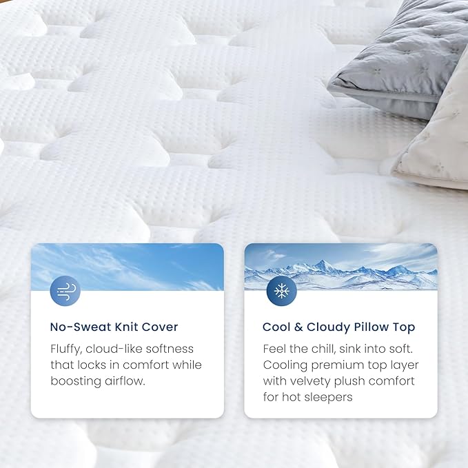 Coolvie 12 Inch Full XL Mattress, 54x80 Extra Long Hybrid Mattresses for RVs and Van Life, Queen Length in a Slim Full Width for Taller Adults and Dorms, Luxury Medium Firm Support Bed in a Box