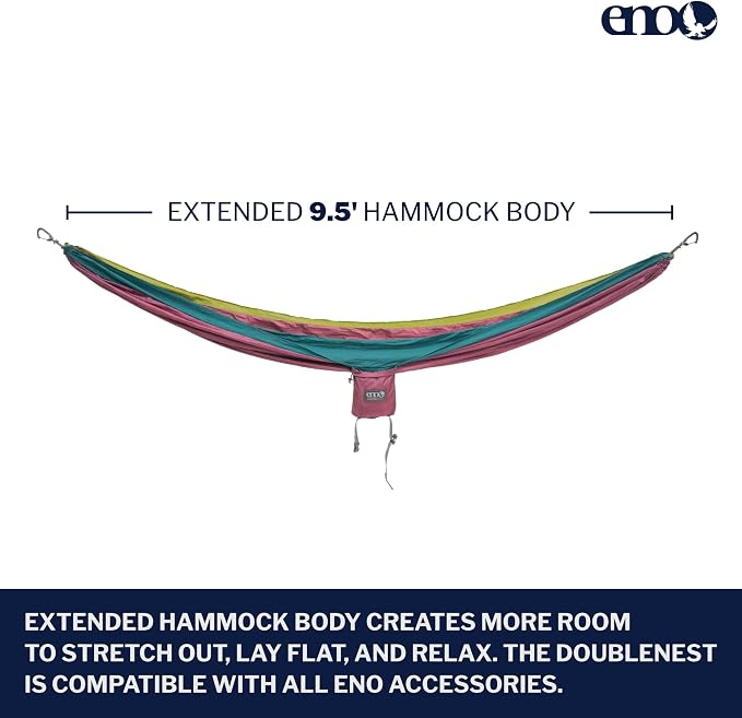 ENO, Eagles Nest Outfitters DoubleNest Lightweight Camping Hammock, 1 to 2 Person, Special Edition Colors, ATC - Image 2
