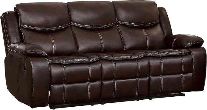 Lexicon Bay Manual Reclining Living Room Sofa Set, 3-Piece, Dark Brown