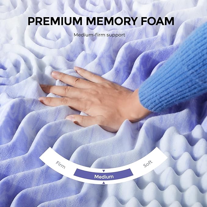 Dreamsmith 4 Inch 7-Zone Twin Memory Foam Mattress Topper, Cooling Gel Infused Foam Mattress Pad, Twin Size Bed, Made with CertiPUR-US® Certified Foam, Dorm Room Essentials
