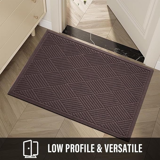 HIYARD Sturdy Front Door Mat, Absorbent Muddy Dirt Resist Welcome Door Mats Outdoor Indoor, Stain and Fade Resistant, Non-Slip Rubber Backing Low Profile Doormat for Entryway, 36×24, Coffee - Image 6
