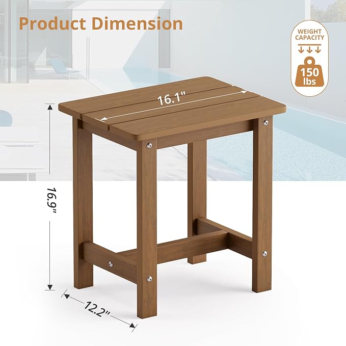 LUE BONA Outdoor Side Table, HDPS Small Outdoor Table, Adirondack Side Table, Outside End Table for Patio, Porch, Deck, Pool, Weather Resistant/Easy Maintenance/Indoor or Outside Use, Brown - Image 3