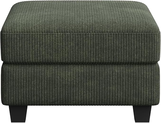 HONBAY Modern Corduroy Ottoman Module Sofa, 28.4 Inch Square Ottoman Bench with Storage, Green