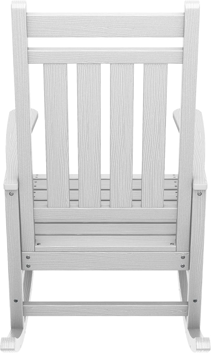 SERWALL Oversized Rocking Chair, Outdoor Rocking Chair for Adults, All Weather Resistant Porch Rocker for Lawn Garden, White - Image 10