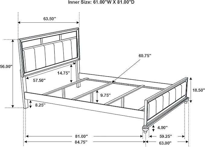 Coaster Home Furnishings Barzini Modern Classic 4-Piece Bedroom Set Leatherette Upholstered Queen Size Panel Bed Frame 56-inch Headboard White 205891Q-S4