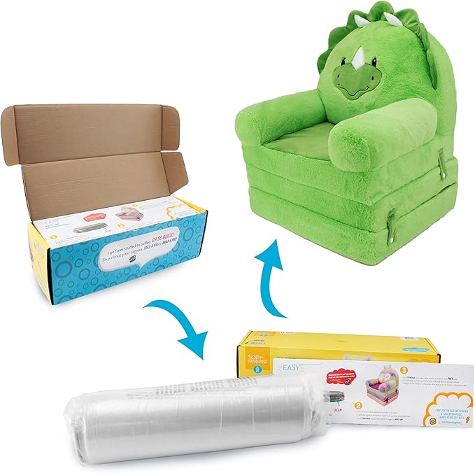 Soft Landing - Elite Seats - Premium Character Sofa Seat & Transformable Fold-Out Lounger with Carrying Handle – Dino