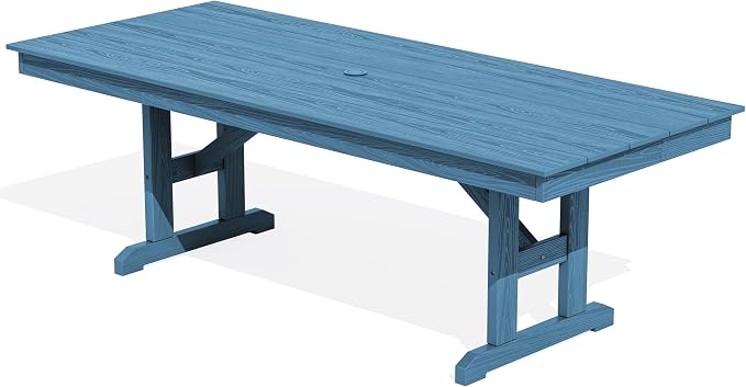 SERWALL Outdoor Dining Table, 84" Rectangular Dining Table for 6-10 Person, All Weather HDPE Outdoor Furniture for Backyard, Garden, Navy by SERWALL