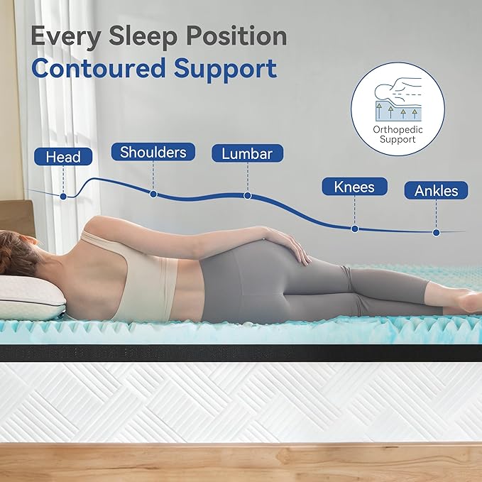 Firm Mattress Topper Twin Size 3 Inch, Pain Relieving Foam Bed Topper for Extra Support, 5-Zone Memory Foam&High-Density Foam Mattress Pad, CertiPUR-US Certified