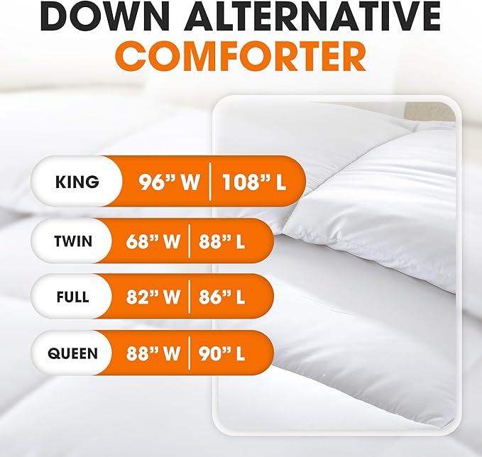 Cheer Collection Duvet Insert-Down Alternative Comforter, Ultra Plush Goose Down Alternative Comforter King Size, Premium Bedding for Luxurious Comfort, Machine Washable