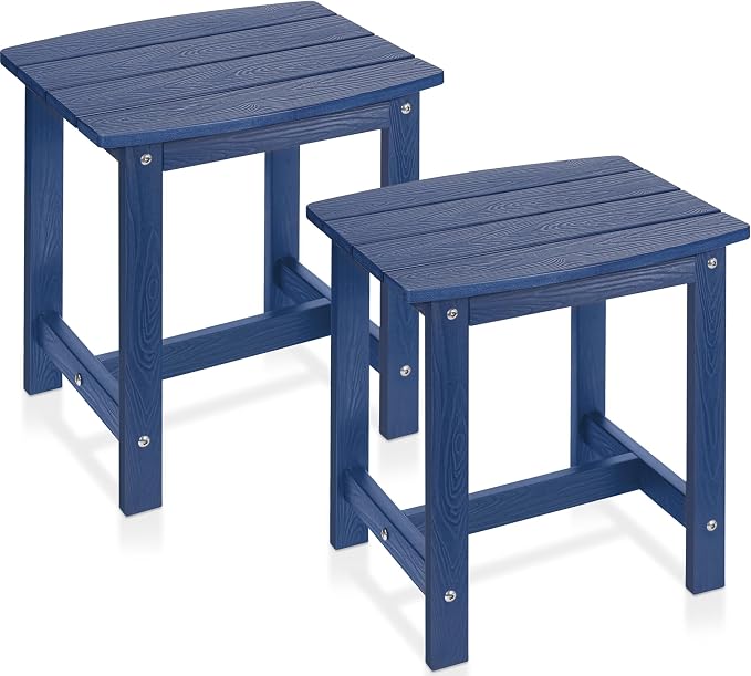 Y&M Outdoor Side Table, HIPS Adirondack Small Single Table, Waterproof Square Outside Table, Balcony Modern End Tables for Patio, Pool, Beach, Porch, Deck, Indoor or Outdoor Use (Navy Blue, 2 Pack) by YM