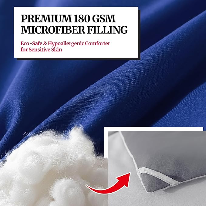 Down Alternative Bedding Comforter Queen Size - All-Season Soft Reversible Microfiber Bedding Comforter - Lightweight & Machine Washable (Dark Gray/Dark Blue, Queen (U.S. Standard))