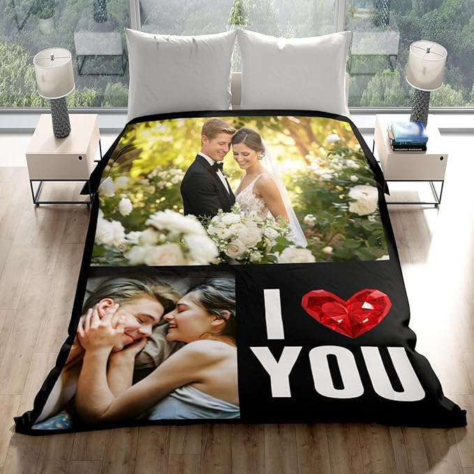 inkArts Custom Blanket with Photos, Personalized Photo Blankets Using My Own Photos, Customized Blankets with Pictures, Personalized Gifts for Women Men Baby Child