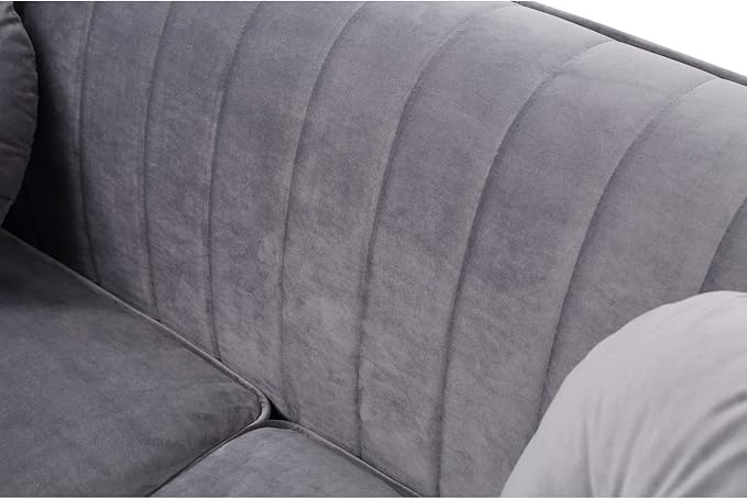 Glory Furniture Delray Velvet Upholstered Sofa in Gray/Chrome Legs