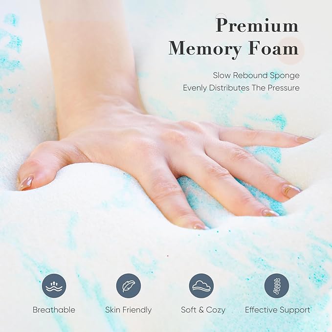 DUMOS Mattress Toppers Memory Foam Twin Size, 3 Inch Thick Bed Topper Pad Cooling Gel Infused Soft Comfy Padding Breathable for Sleeper Sofa Couch RV Camper, CertiPUR-US Certified, Blue