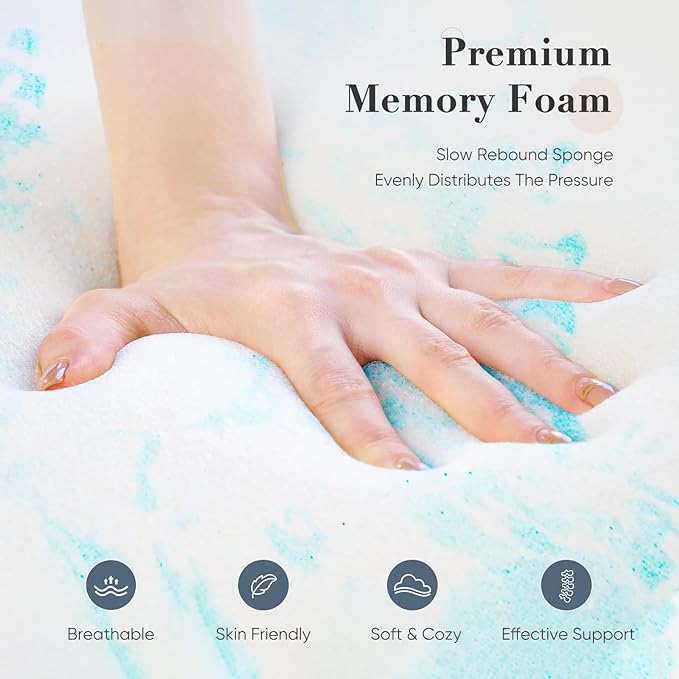 DUMOS Mattress Toppers Memory Foam King Size, 3 Inch Thick Bed Topper Pad Cooling Gel Infused Soft Comfy Padding Breathable for Sleeper Sofa Couch RV Camper, CertiPUR-US Certified, Blue