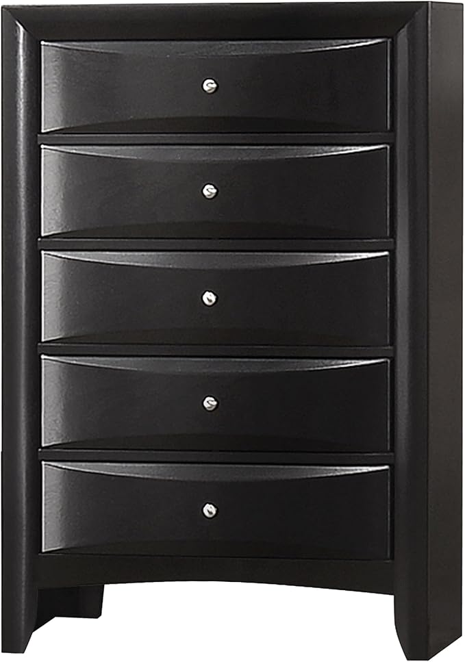 Coaster Home Furnishings Briana Transitional 5-Piece Bedroom Set Queen Size Storage Bookcase Bed Frame 56-inch Headboard Black 202701Q-S5