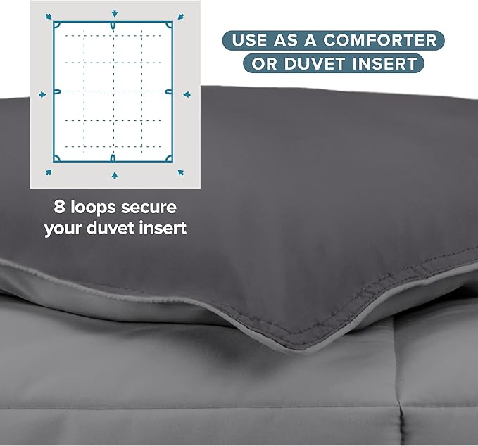 Bare Home Oversized King Comforter - Reversible Colors - Goose Down Alternative - Ultra-Soft - Premium 1800 Series - All Season Warmth - Bedding Comforter (Oversized King, Grey/Forged Iron Grey)