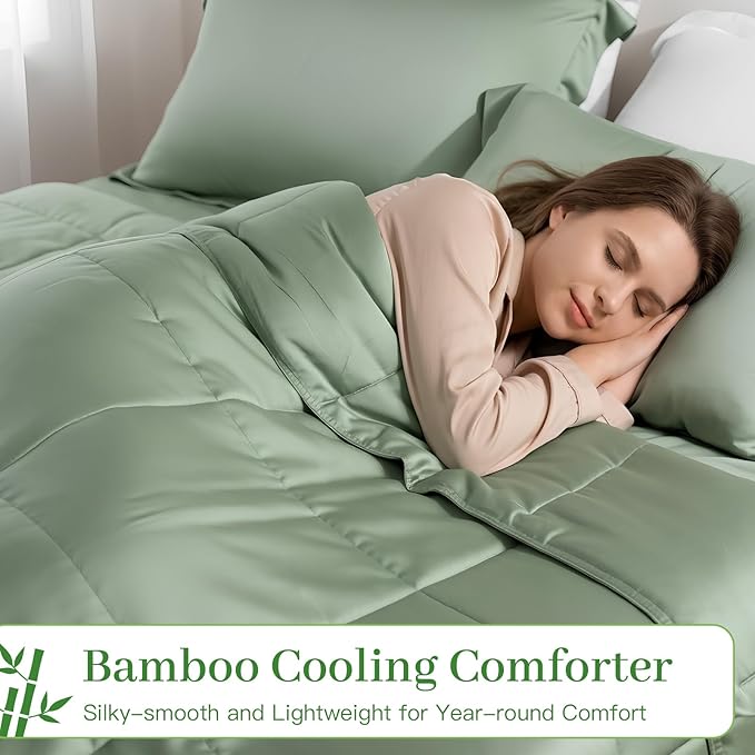 NEXHOME PRO 100% Viscose from Bamboo Comforter Queen Size - Ultra-Soft, Breathable, Lightweight All-Season & Summer Duvet Insert, Natural Temperature Regulating for Cooling Sleep