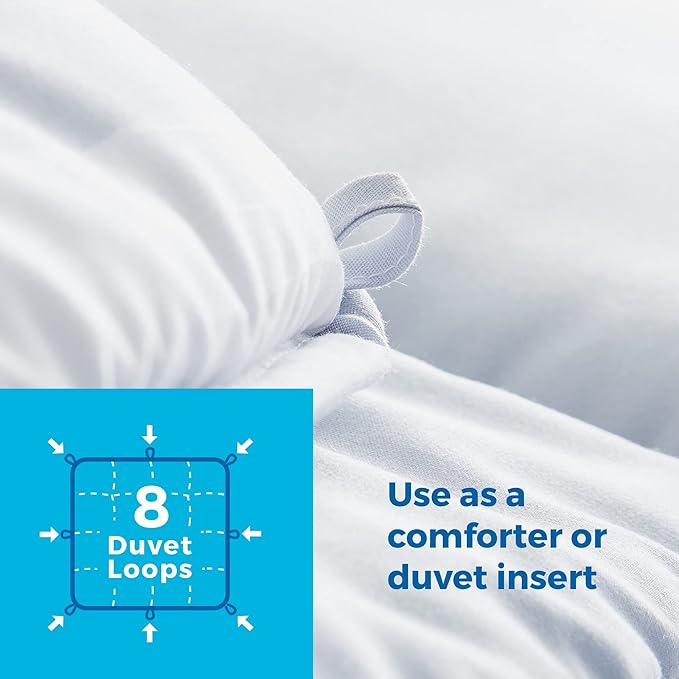Linenspa Reversible Down Alternative Comforter and Duvet Insert, Twin XL – All-Season Comforter with Box Stitch and 8 Duvet Loops – Bedding for Kids, Teens, and Adults – Grey / White Stripe