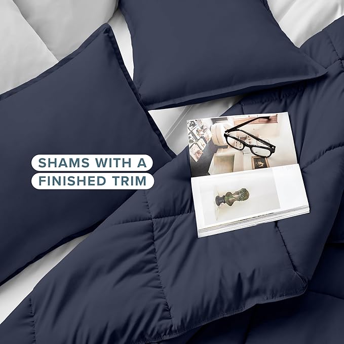 Bare Home Comforter Set - Oversized King Size - Ultra-Soft - Goose Down Alternative - Premium 1800 Series - All Season Warmth (Oversized King, Midnight Blue)