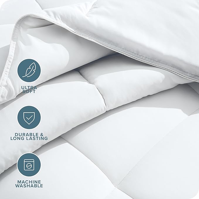 Bare Home Duvet Insert Comforter - Queen Size - Goose Down Alternative - Ultra-Soft - Premium 1800 Series - All Season Warmth - Bedding Comforter (Queen, White)
