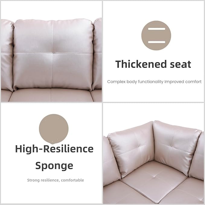 FONTOI L Shaped Sectional Couches, Leather Couch Modular Sectional Sofa with Ottoman Storage, Modern L Shaped Couch with Chaise for Living Room Bedroom Apartment Furniture, Gray
