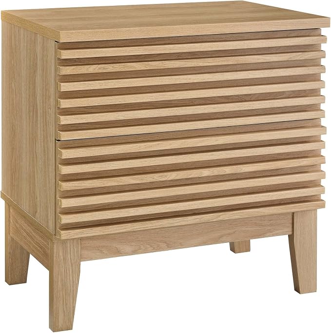 Modway Render Mid-Century Modern, Two-Drawer Nightstand, Oak by Modway