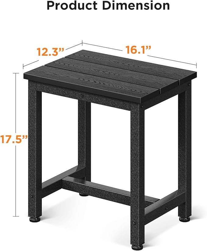 ODK Outdoor Side Table, Adirondack Patio End Table with Weather-Resistant, Waterproof Top for Hot Tub, Garden, Balcony, Poolside, Durable & Easy-to-Clean, Black - Image 3
