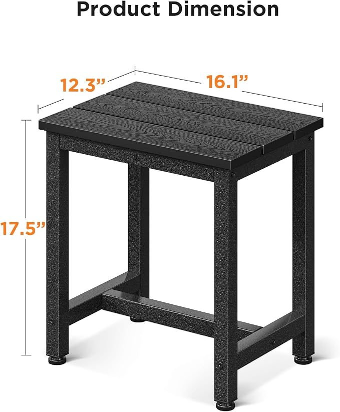 ODK Outdoor Side Tables Set of 2, Adirondack Patio End Table with Weather-Resistant Waterproof Top for Hot Tub Garden, Balcony, Poolside, 2PCS, Black - Image 3