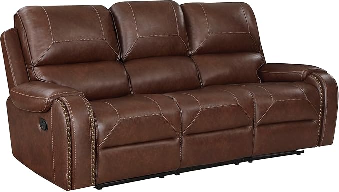 Lexicon Monet 3-Piece Manual Reclining Living Room Sofa Set, Brown