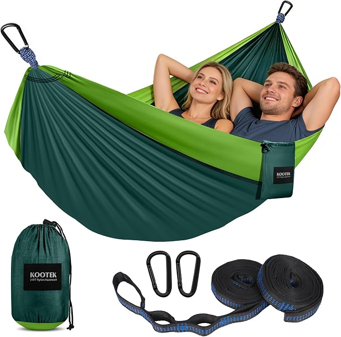 Kootek Camping Hammock, Portable Hammocks with Tree Straps & Attached Carry Bag, Camping Essentials Gear, Perfect for Outside Indoor Hiking Beach Backpack Travel by Kootek