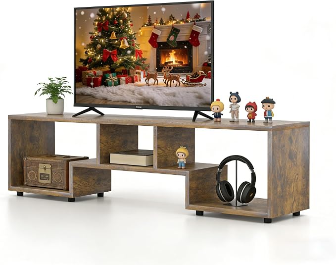Lightdot TV Stand for TVs up to 55'', Modern Entertainment Center with Storage Open Shelf Large capacity for collection, Media Table TV Console for Living Room/Bedroom/Sofa Cabinet,Easy Assembly-Amber by LightdotLighting