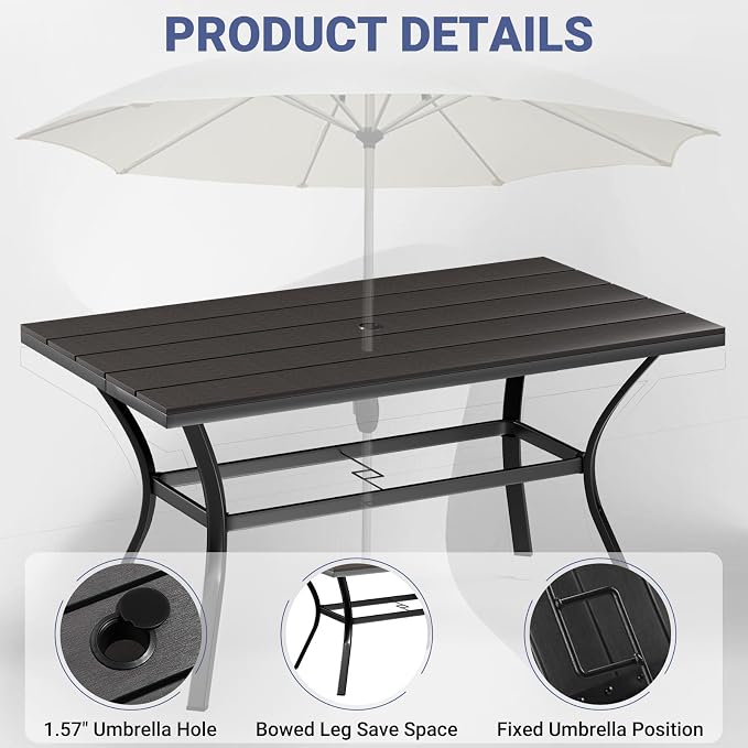 LEVELEVE 7 Piece Outdoor Patio Dining Set with 6 Swivel Dining Chairs & 1 Large Round Dining Table,Bistro Furniture Set for Lawn, Garden, Deck, Backyard and Porch - Image 3