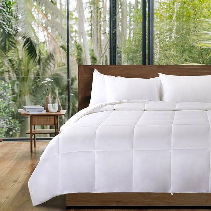 NEXHOME PRO Organic Natural Cooling Lightweight Comforter King,Viscose from Bamboo White 90"x 108" Down Alternative Cool Duvet Insert,Summer Bedding Blanket for Hot Sleepers,8 Corner Tabs