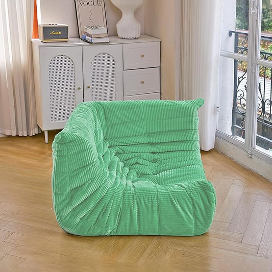 N&V Fireside Corner Chair, Mid Century Armless Floor Sofa, Soft Premium Corduroy Floor Lounge Chair, Foam Sofa Accent Chair for Living Room Bedroom and Office(Mint)